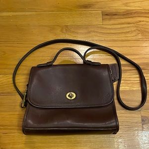 Vintage Coach Court Bag Rich Chocolate Brown Crossbody Handbag